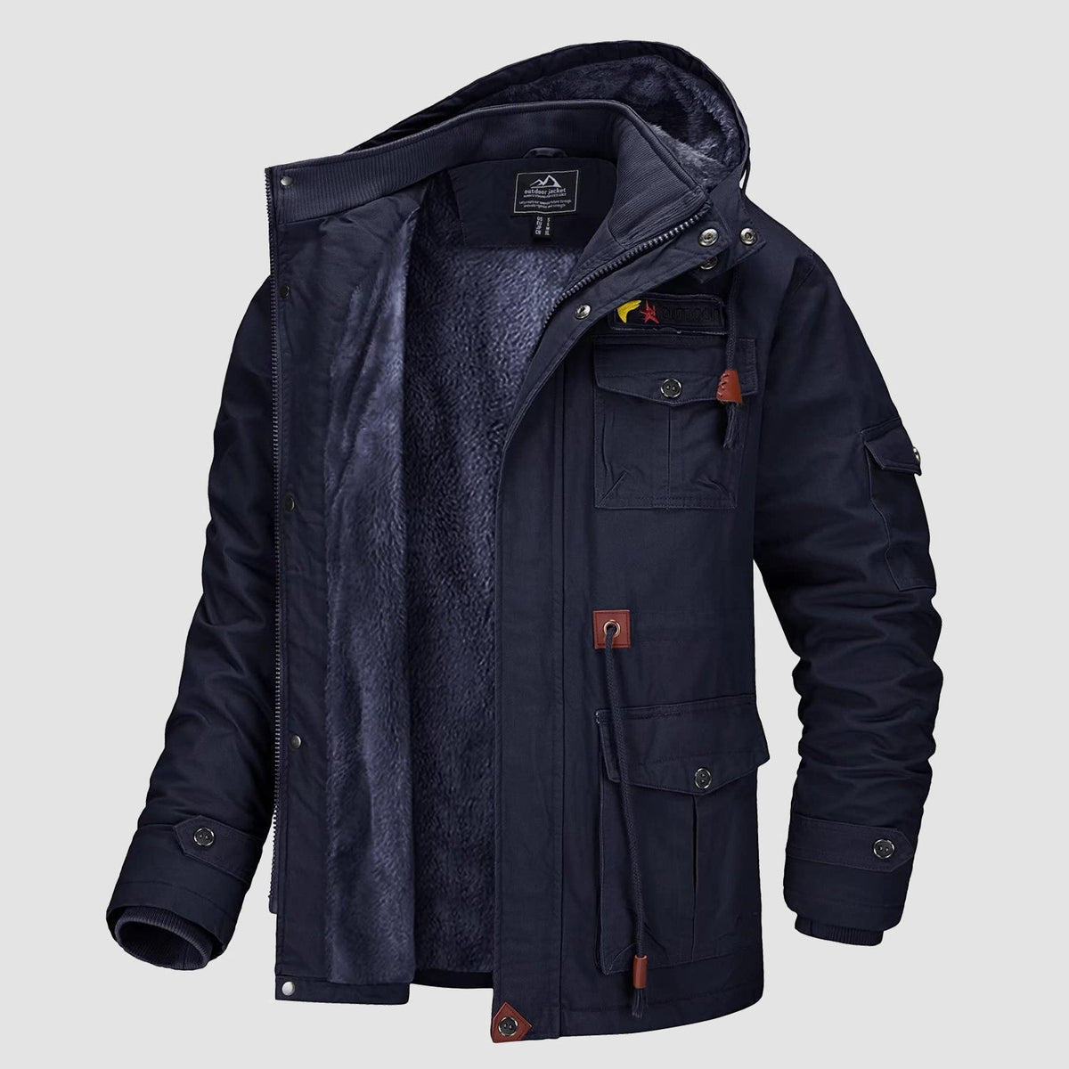 Men's Winter Parka Jacket Fleece Lined Waterproof Black