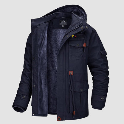 Men's Winter Parka Jacket Fleece Lined Waterproof Black