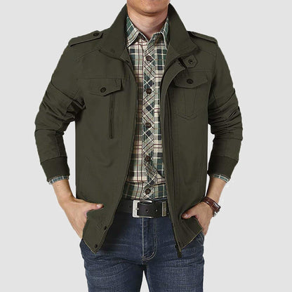 Men's Cotton Military Bomber Jacket Lightweight Zip-Up
