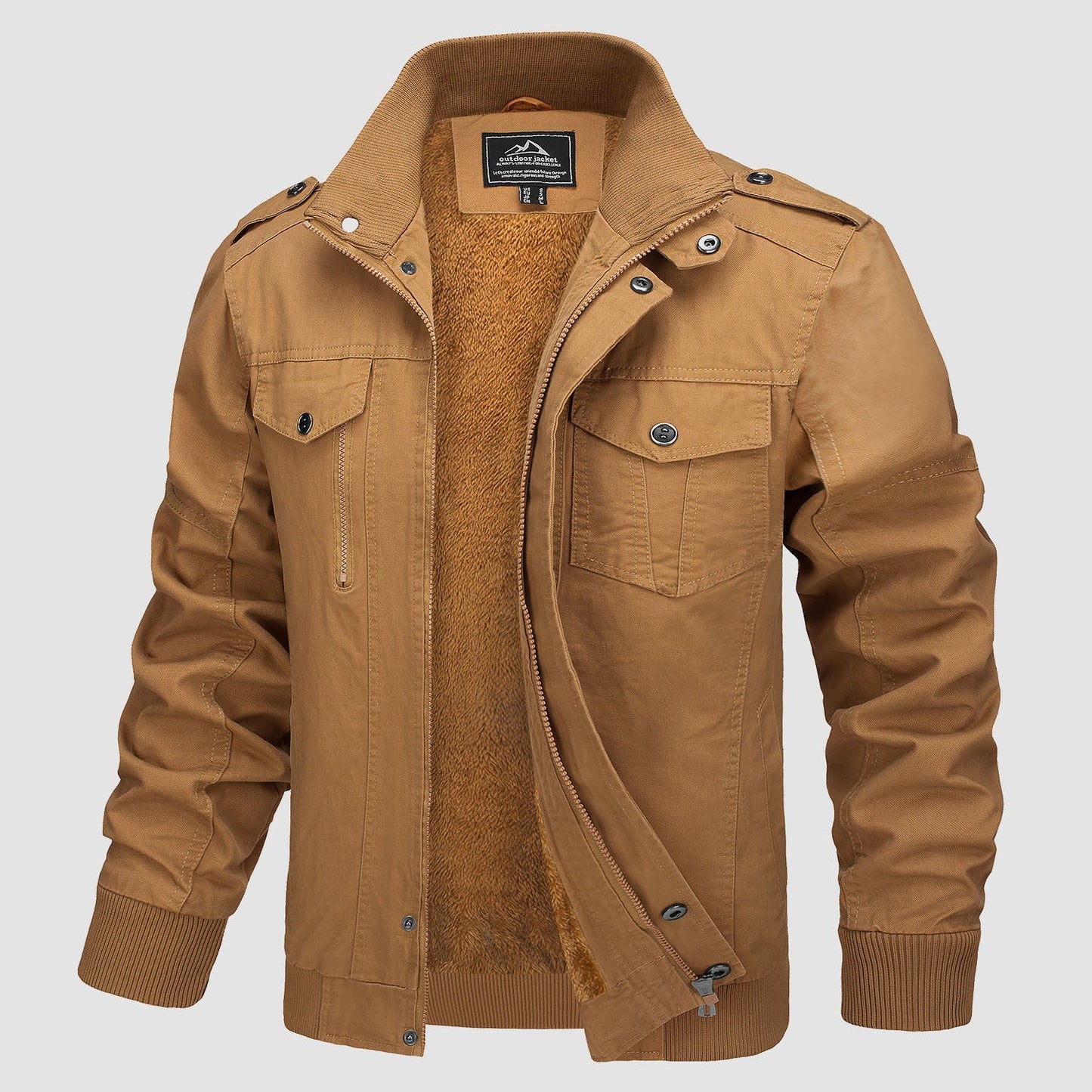 Men's Cotton Military Bomber Jacket Lightweight Zip-Up