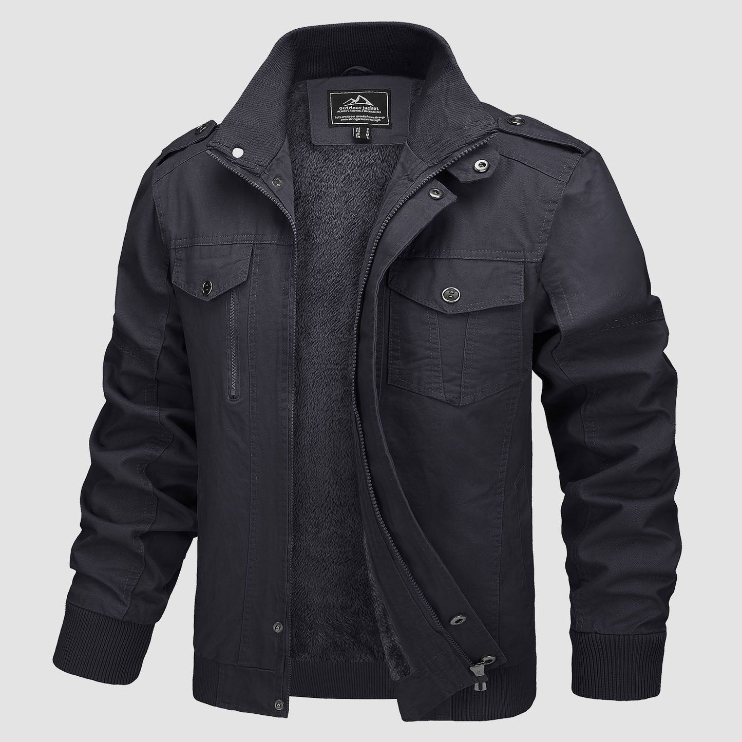 Men's Cotton Military Bomber Jacket Lightweight Zip-Up