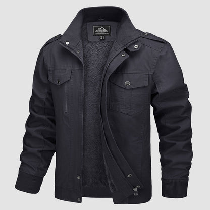 Men's Cotton Military Bomber Jacket Lightweight Zip-Up
