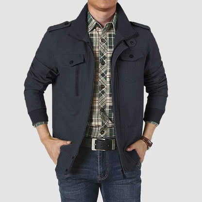 Men's Cotton Military Bomber Jacket Lightweight Zip-Up