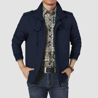 Men's Cotton Military Bomber Jacket Lightweight Zip-Up