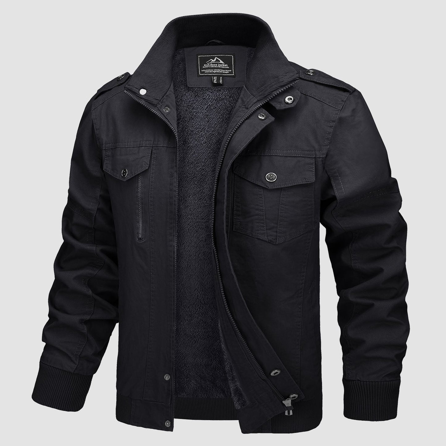 Men's Cotton Military Bomber Jacket Lightweight Zip-Up