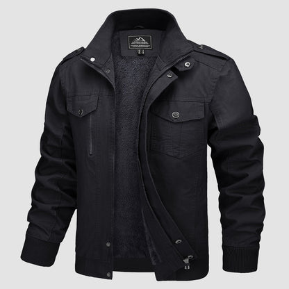 Men's Cotton Military Bomber Jacket Lightweight Zip-Up