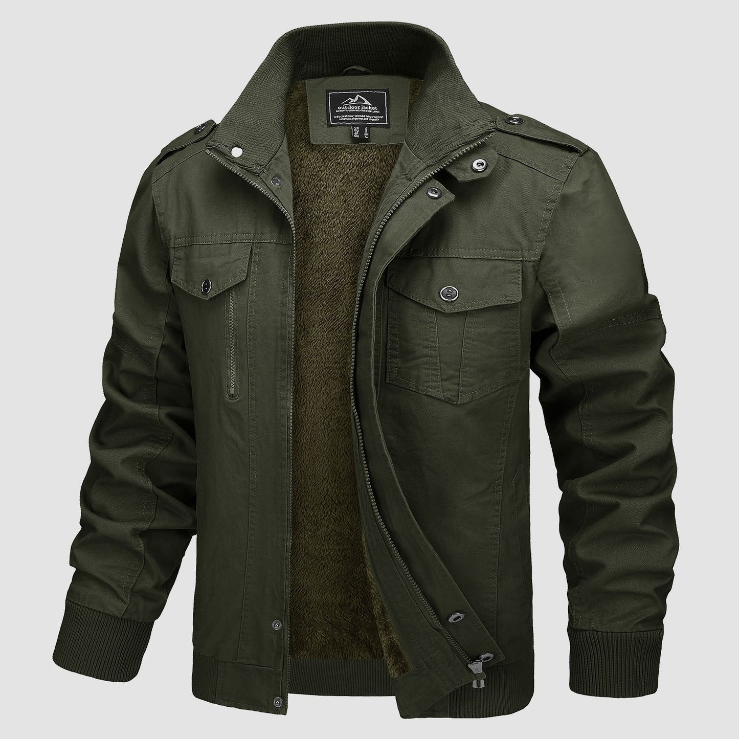 Men's Cotton Military Bomber Jacket Lightweight Zip-Up