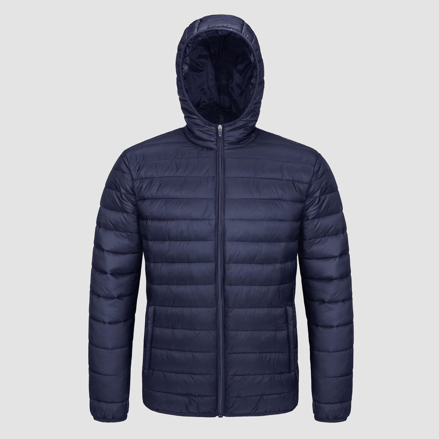 Men's Puffer Jacket Quilted Hooded Lightweight Black