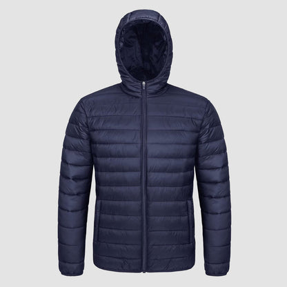 Men's Puffer Jacket Quilted Hooded Lightweight Black
