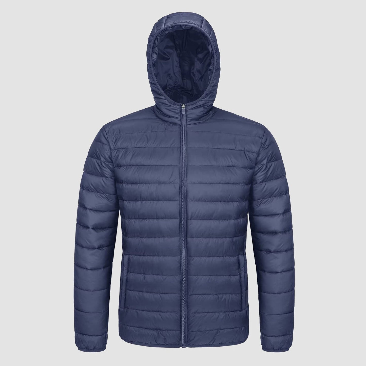Men's Puffer Jacket Quilted Hooded Lightweight Black