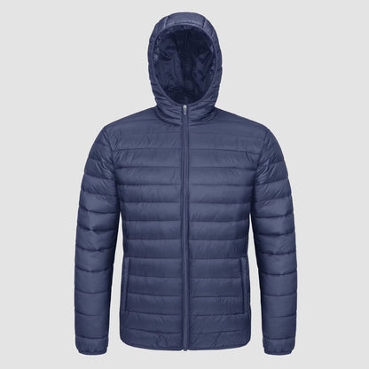Men's Puffer Jacket Quilted Hooded Lightweight Black