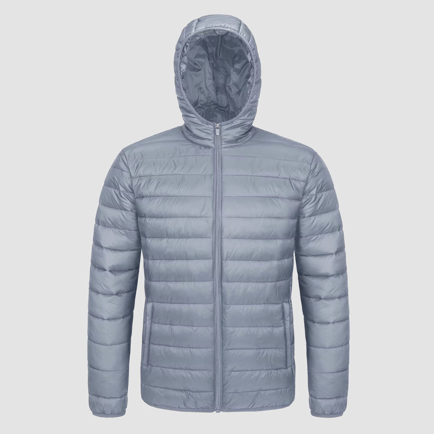 Men's Puffer Jacket Quilted Hooded Lightweight Black