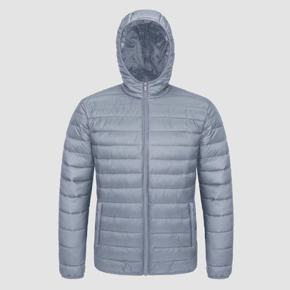 Men's Puffer Jacket Quilted Hooded Lightweight Black