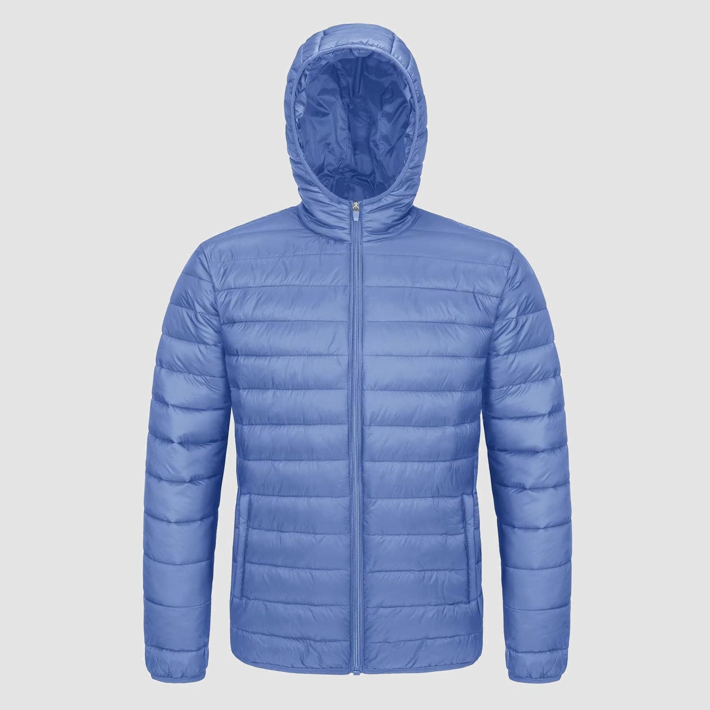 Men's Puffer Jacket Quilted Hooded Lightweight Black - VibreMode