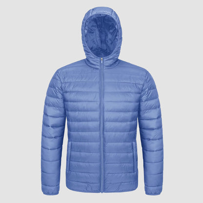 Men's Puffer Jacket Quilted Hooded Lightweight Black - VibreMode