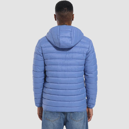 Men's Puffer Jacket Quilted Hooded Lightweight Black