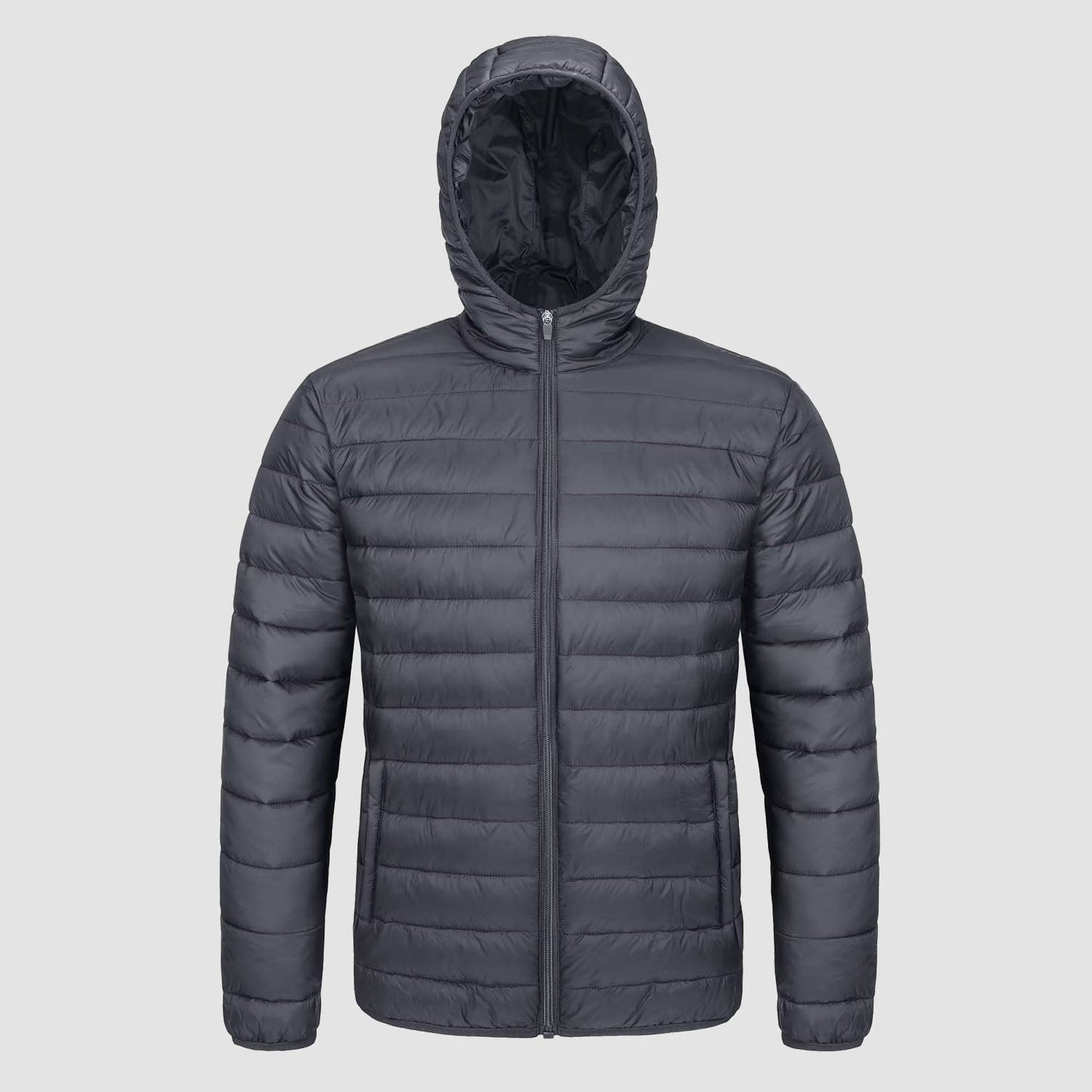 Men's Puffer Jacket Quilted Hooded Lightweight Black