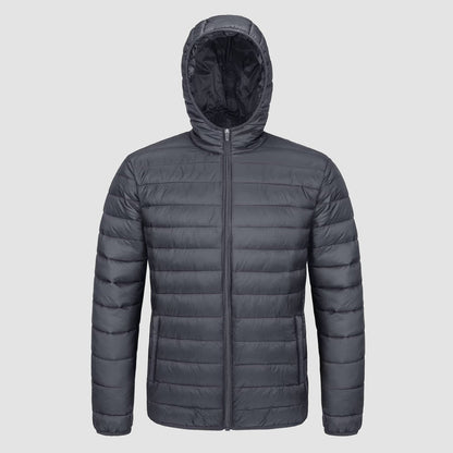 Men's Puffer Jacket Quilted Hooded Lightweight Black