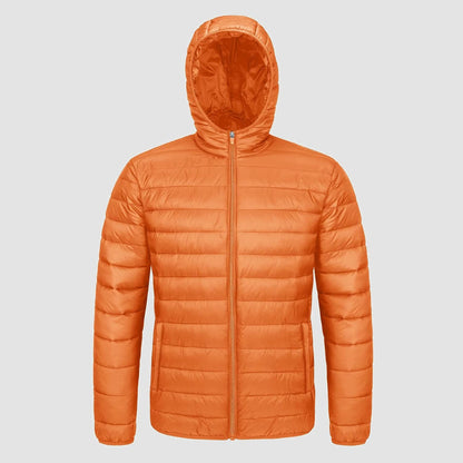 Men's Puffer Jacket Quilted Hooded Lightweight Black