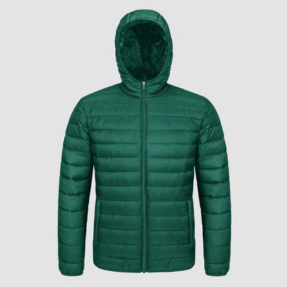 Men's Puffer Jacket Quilted Hooded Lightweight Black