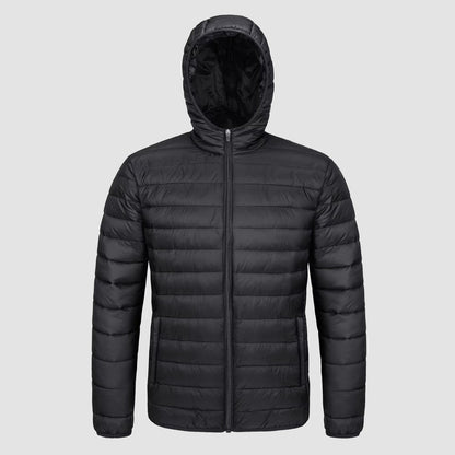 Men's Puffer Jacket Quilted Hooded Lightweight Black