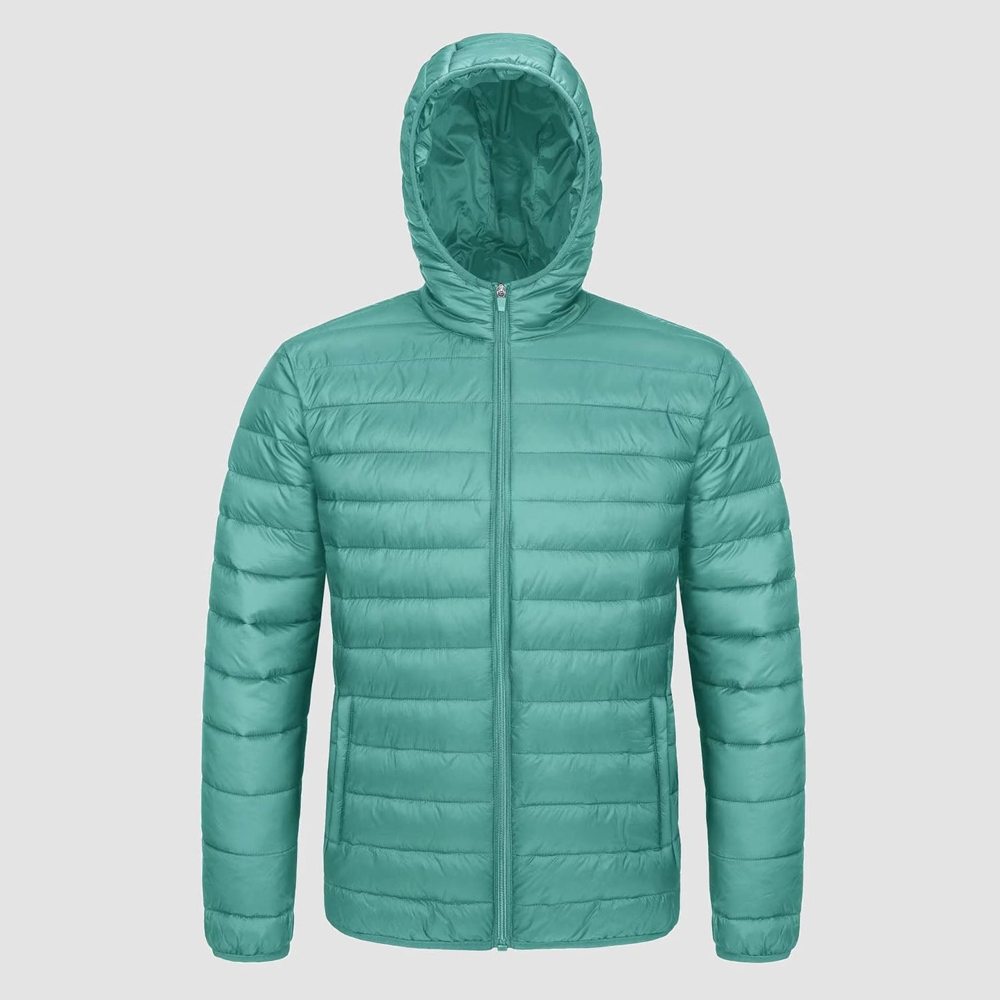 Men's Puffer Jacket Quilted Hooded Lightweight Black