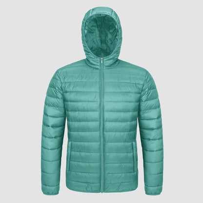 Men's Puffer Jacket Quilted Hooded Lightweight Black