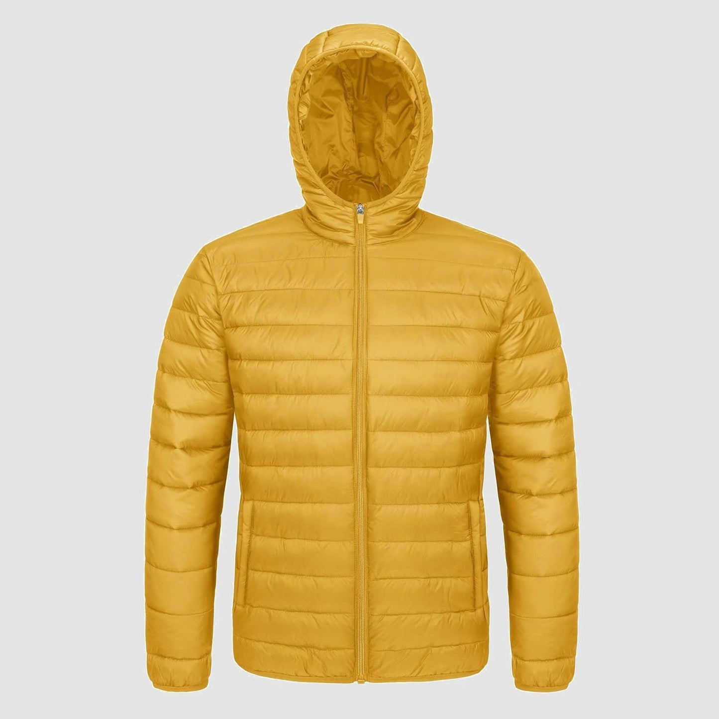Men's Puffer Jacket Quilted Hooded Lightweight Black
