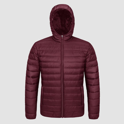 Men's Puffer Jacket Quilted Hooded Lightweight Black