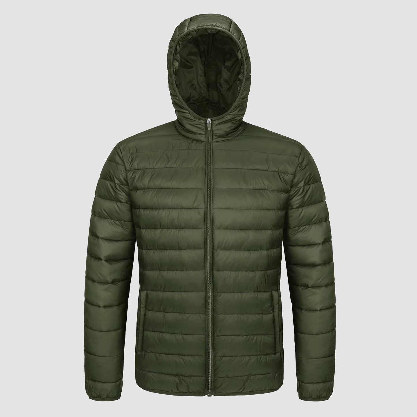 Men's Puffer Jacket Quilted Hooded Lightweight Black