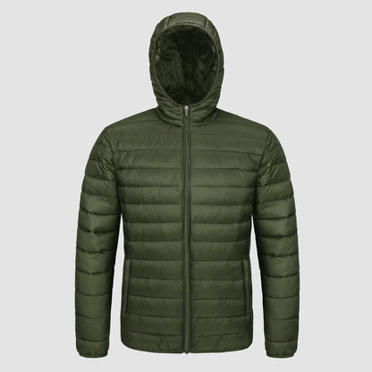 Men's Puffer Jacket Quilted Hooded Lightweight Black