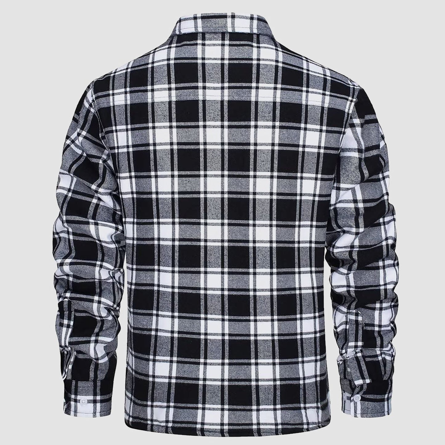 Men's Flannel Shirt Jacket Fleece Lined Cotton Warm Beige