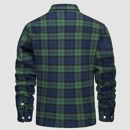 Men's Flannel Shirt Jacket Fleece Lined Cotton Warm Beige