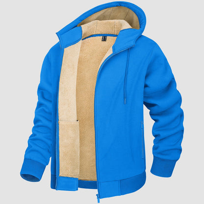 Men's Fleece Lined Hoodie Jacket Warm Zipper Coat