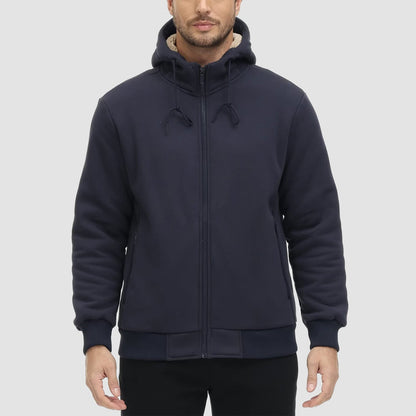 Men's Fleece Lined Hoodie Jacket Warm Zipper Coat