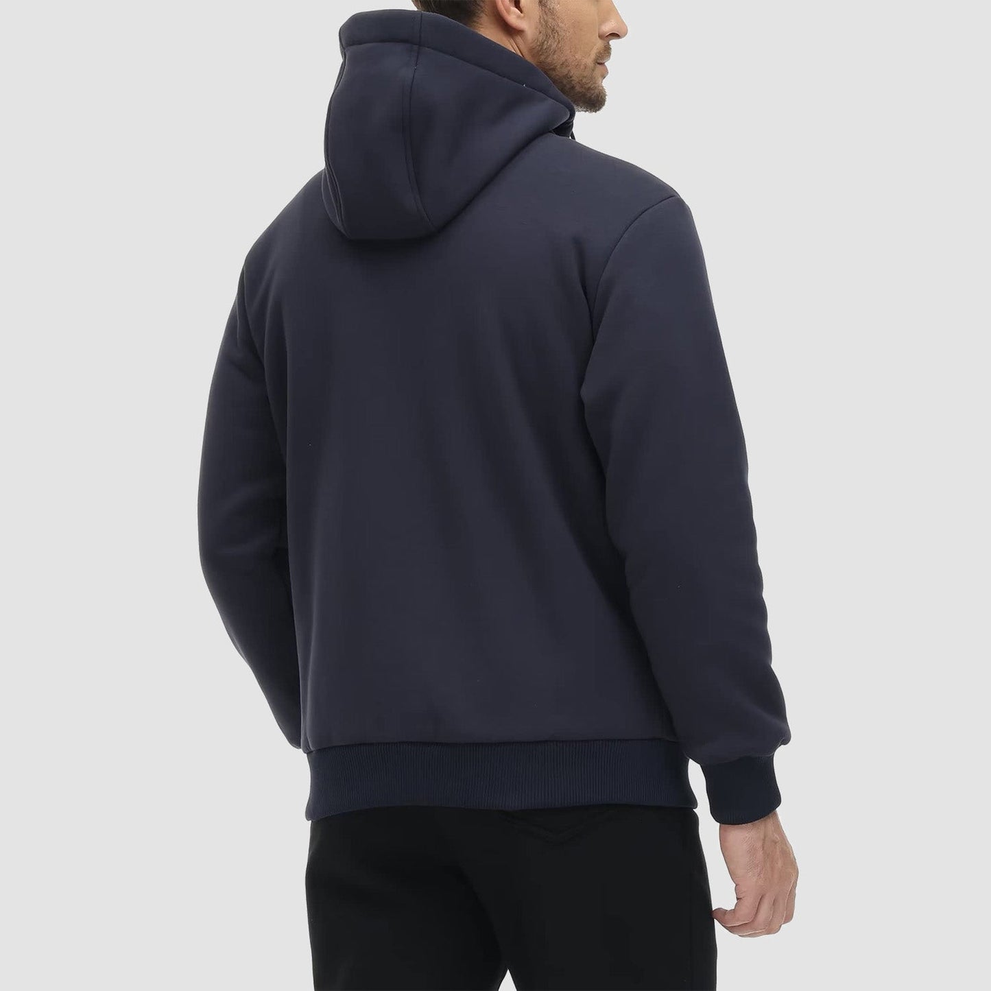 Men's Fleece Lined Hoodie Jacket Warm Zipper Coat