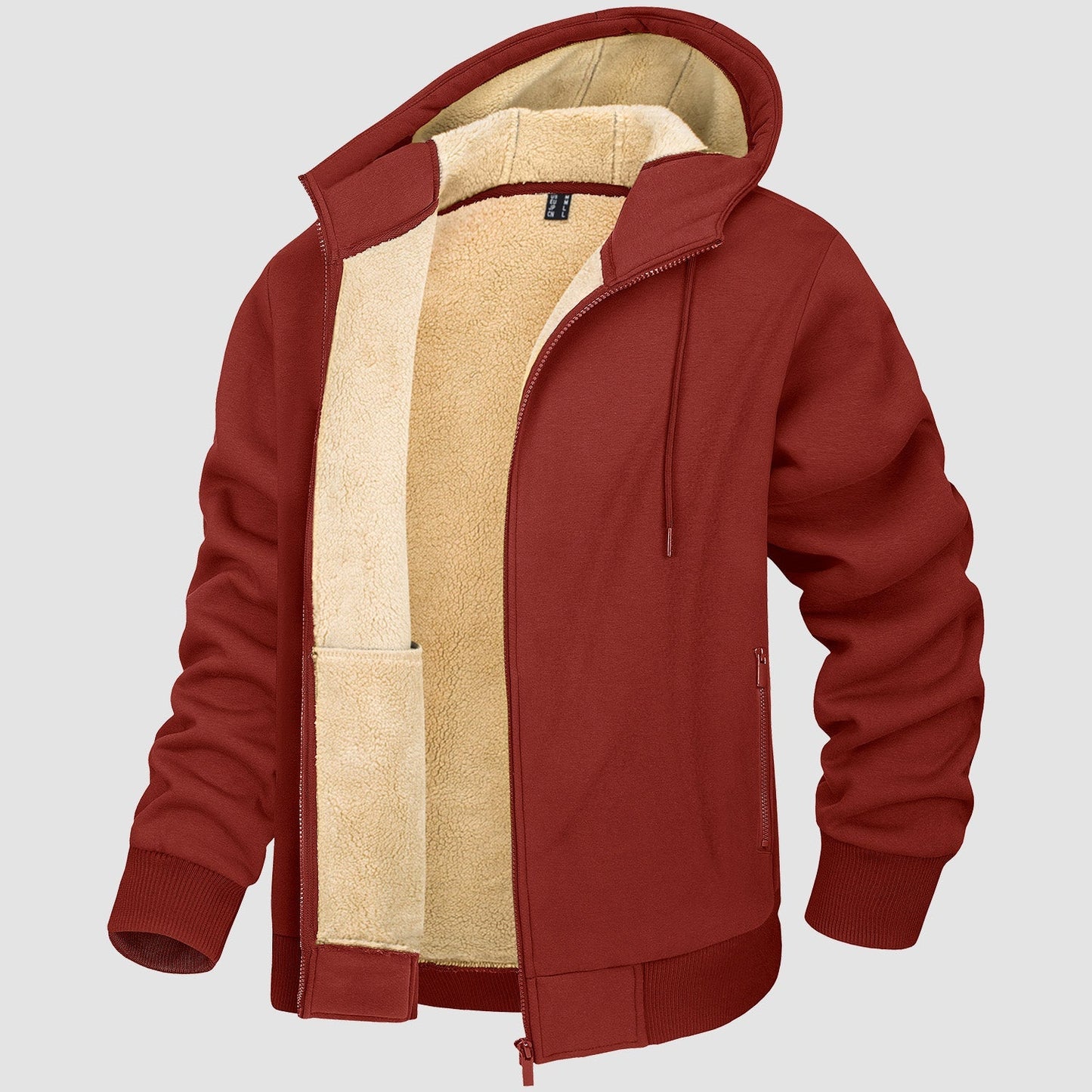 Men's Fleece Lined Hoodie Jacket Warm Zipper Coat