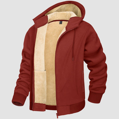 Men's Fleece Lined Hoodie Jacket Warm Zipper Coat