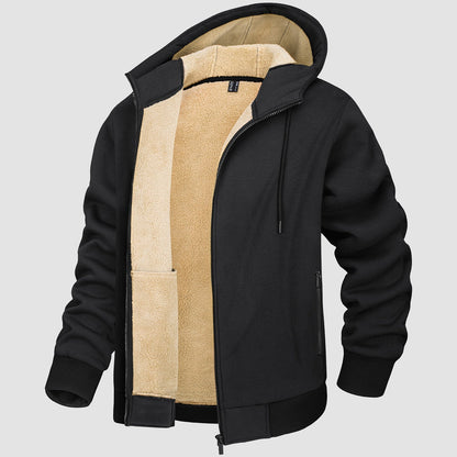 Men's Fleece Lined Hoodie Jacket Warm Zipper Coat