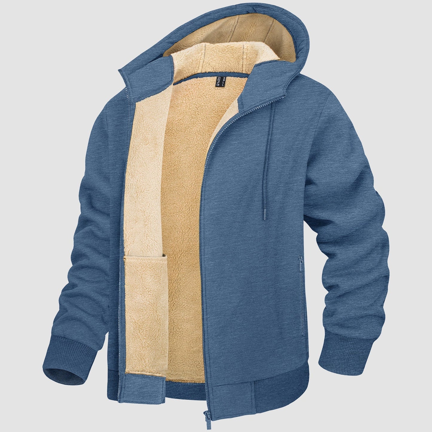 Men's Fleece Lined Hoodie Jacket Warm Zipper Coat