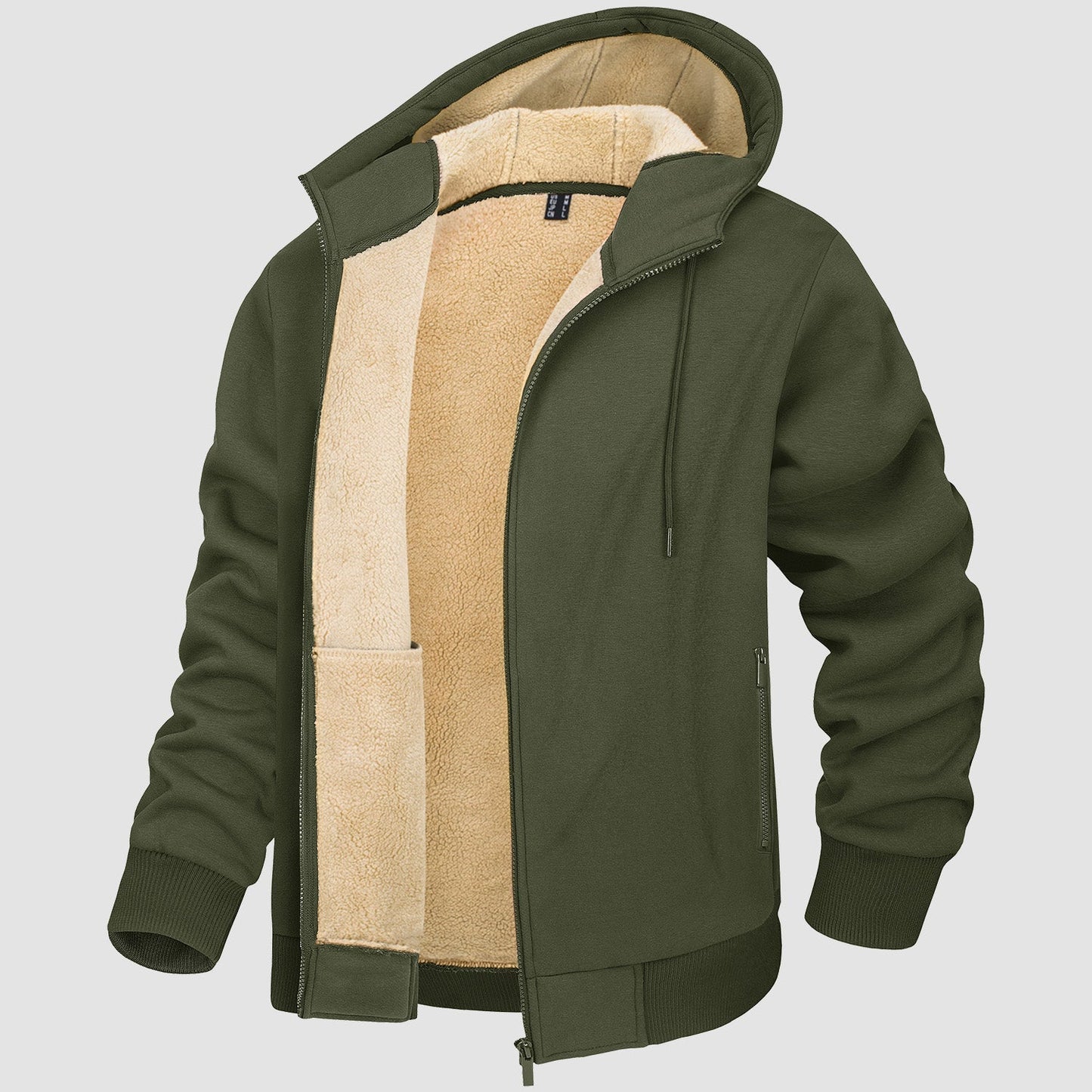 Men's Fleece Lined Hoodie Jacket Warm Zipper Coat