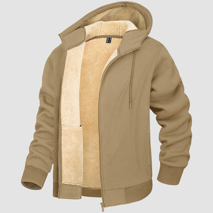 Men's Fleece Lined Hoodie Jacket Warm Zipper Coat