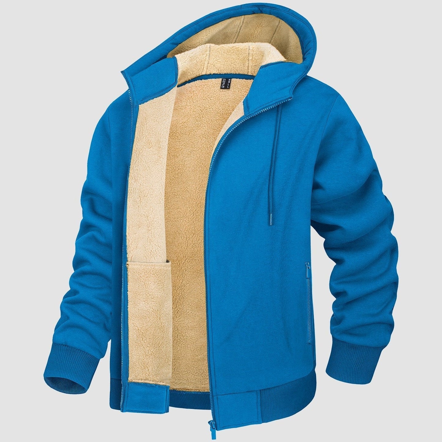 Men's Fleece Lined Hoodie Jacket Warm Zipper Coat