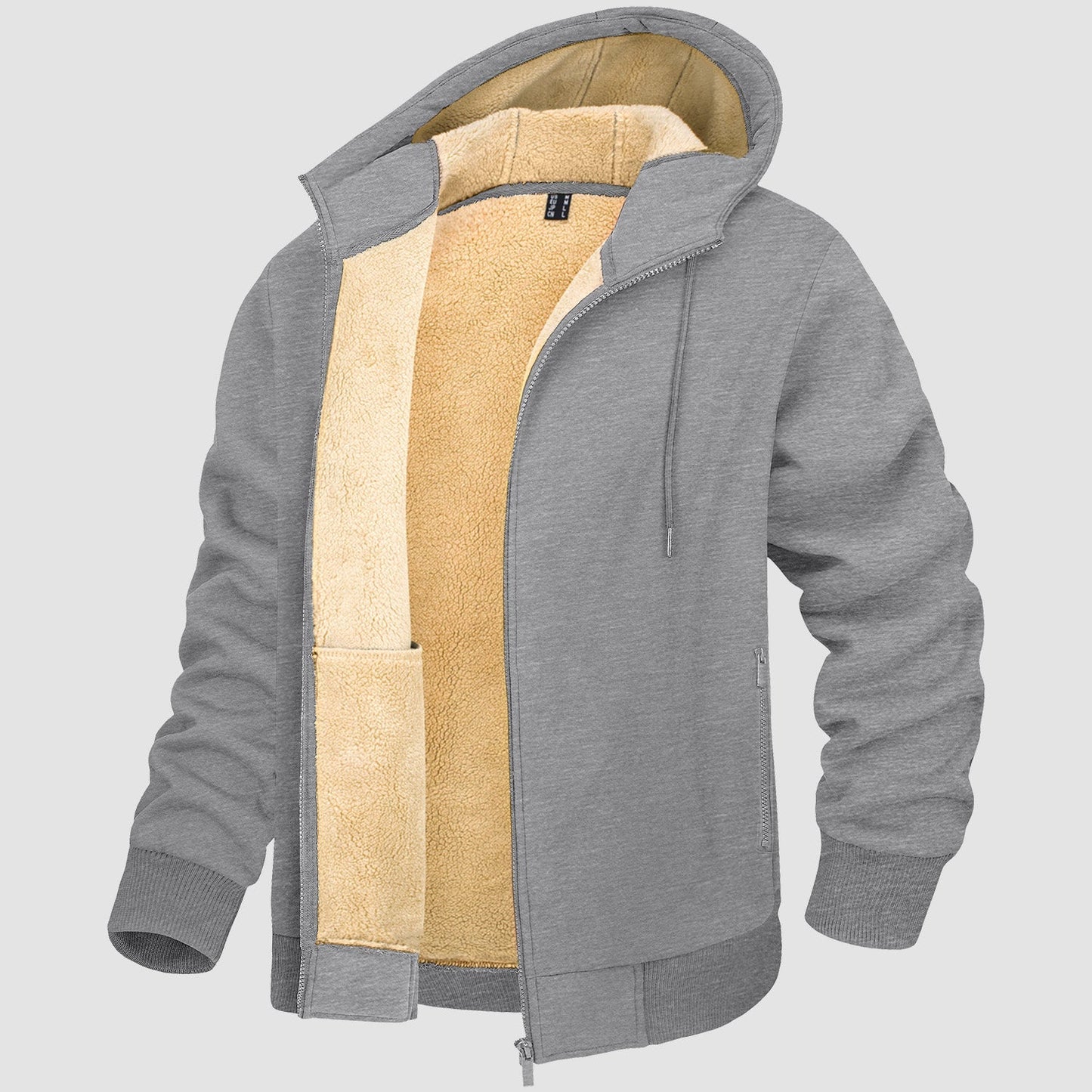 Men's Fleece Lined Hoodie Jacket Warm Zipper Coat