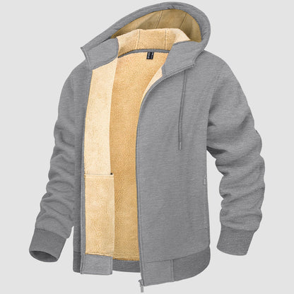Men's Fleece Lined Hoodie Jacket Warm Zipper Coat