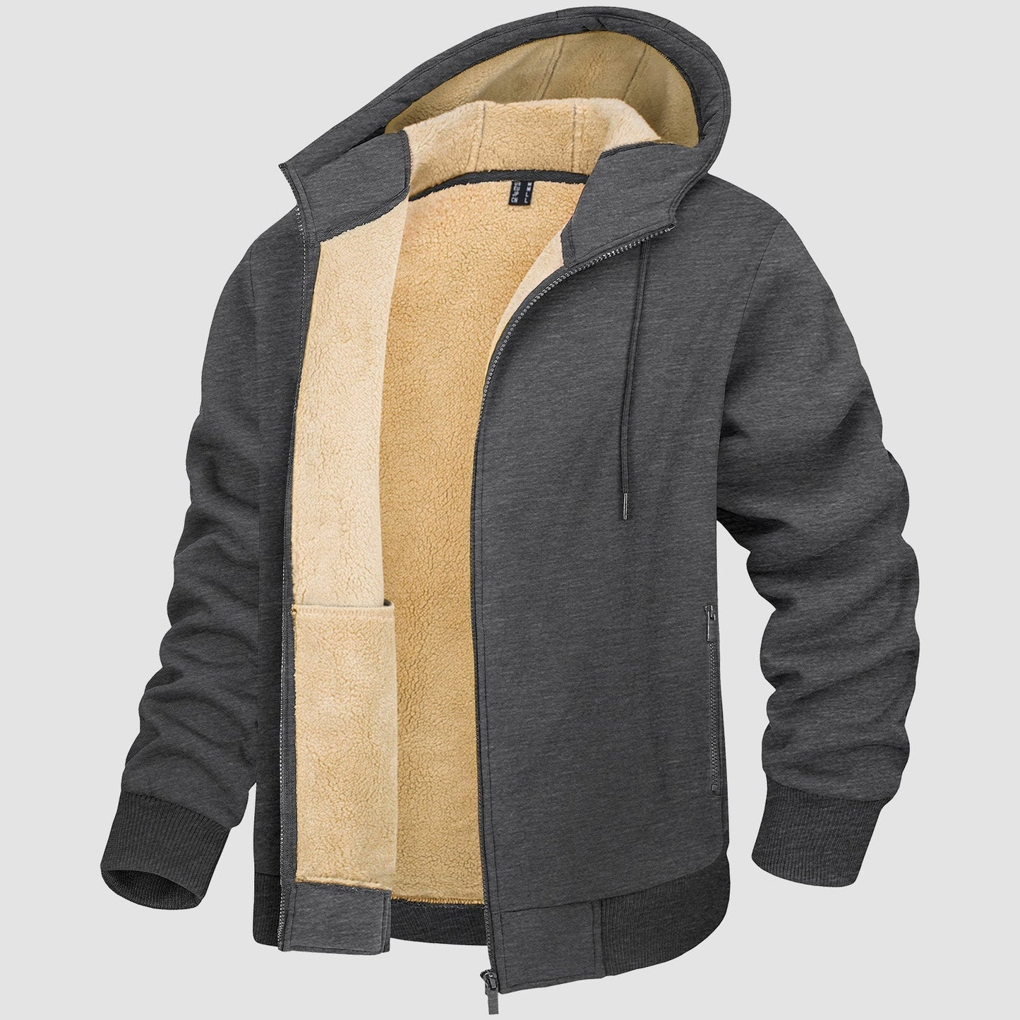 Men's Fleece Lined Hoodie Jacket Warm Zipper Coat