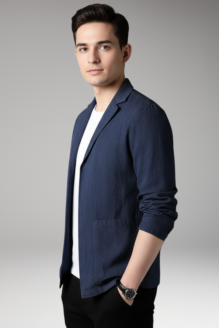 Men's Blazer Notched Collar Front Pockets
