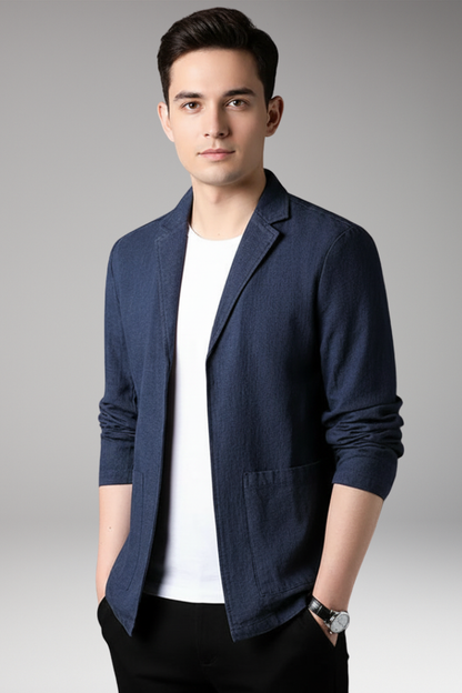 Men's Blazer Notched Collar Front Pockets