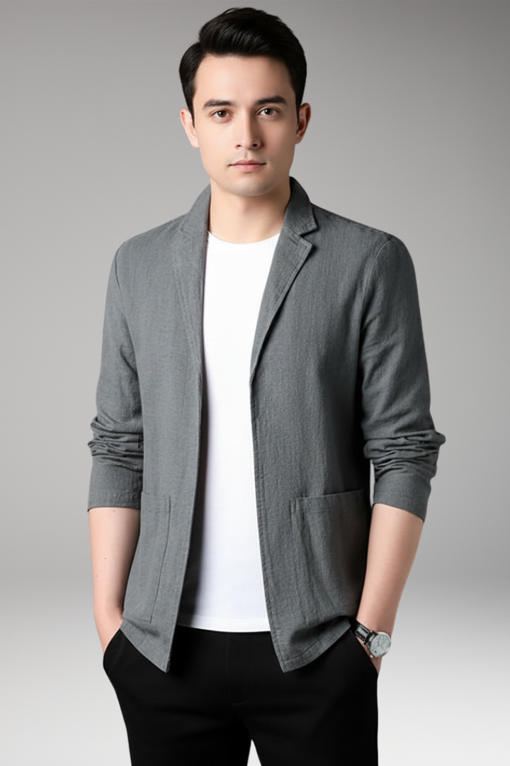 Men's Blazer Notched Collar Front Pockets