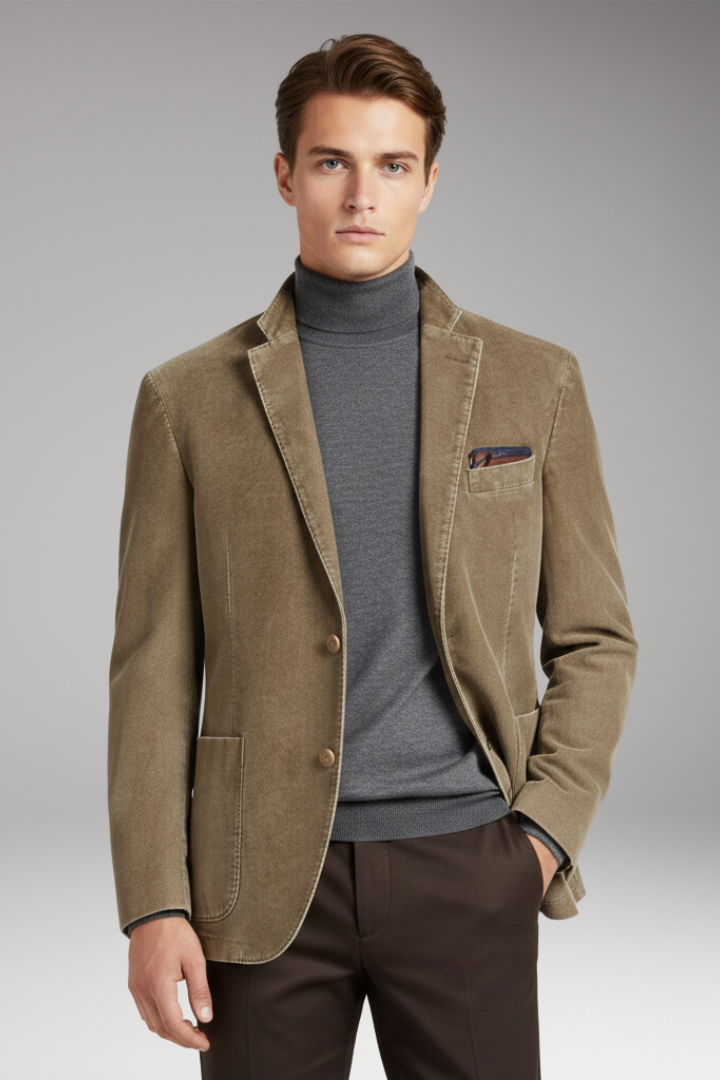 Men's Corduroy Blazer Notched Lapel